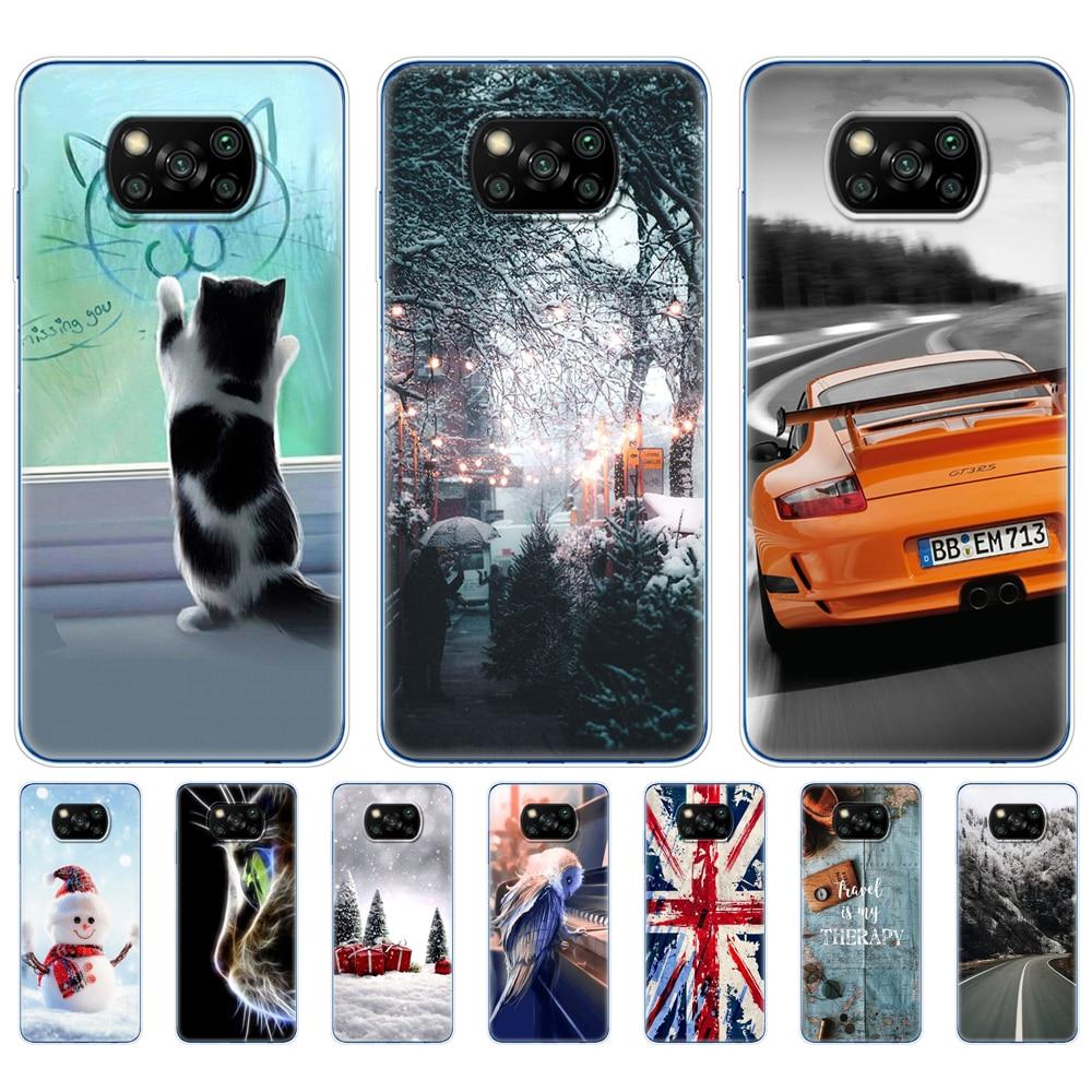 Für Xiaomi Poco X3 NFC x3 pro Hülle Silikon Weiche Rückseite TPU Bumper für Poco X 3 NFC 6.67'' Global Handyhülle Winter Schnee Weihnachten