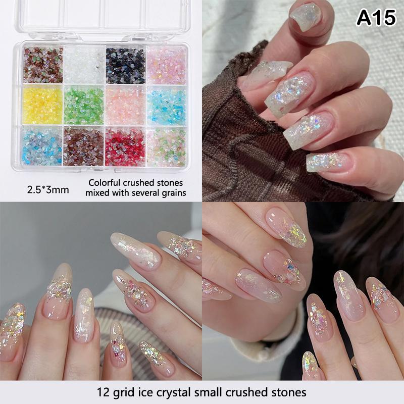 12 Grids 3D Nails Charms Mixed Special-Shaped Diamonds Flat Bottom Diamonds Pearl Sequins Butterfly Diy Manicure Parts