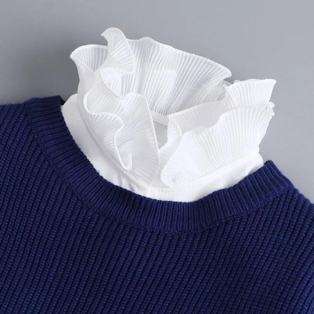 Ear Edge Pleated Fake Collar Versatile Collar Shirt Organza Decoration White Shirt For Women