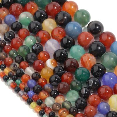 Perline colorate di agata onice mix 4-12mm perline rotonde sciolte per creazione di gioielli collana braccialetto filo di pietra naturale fai da te 15''