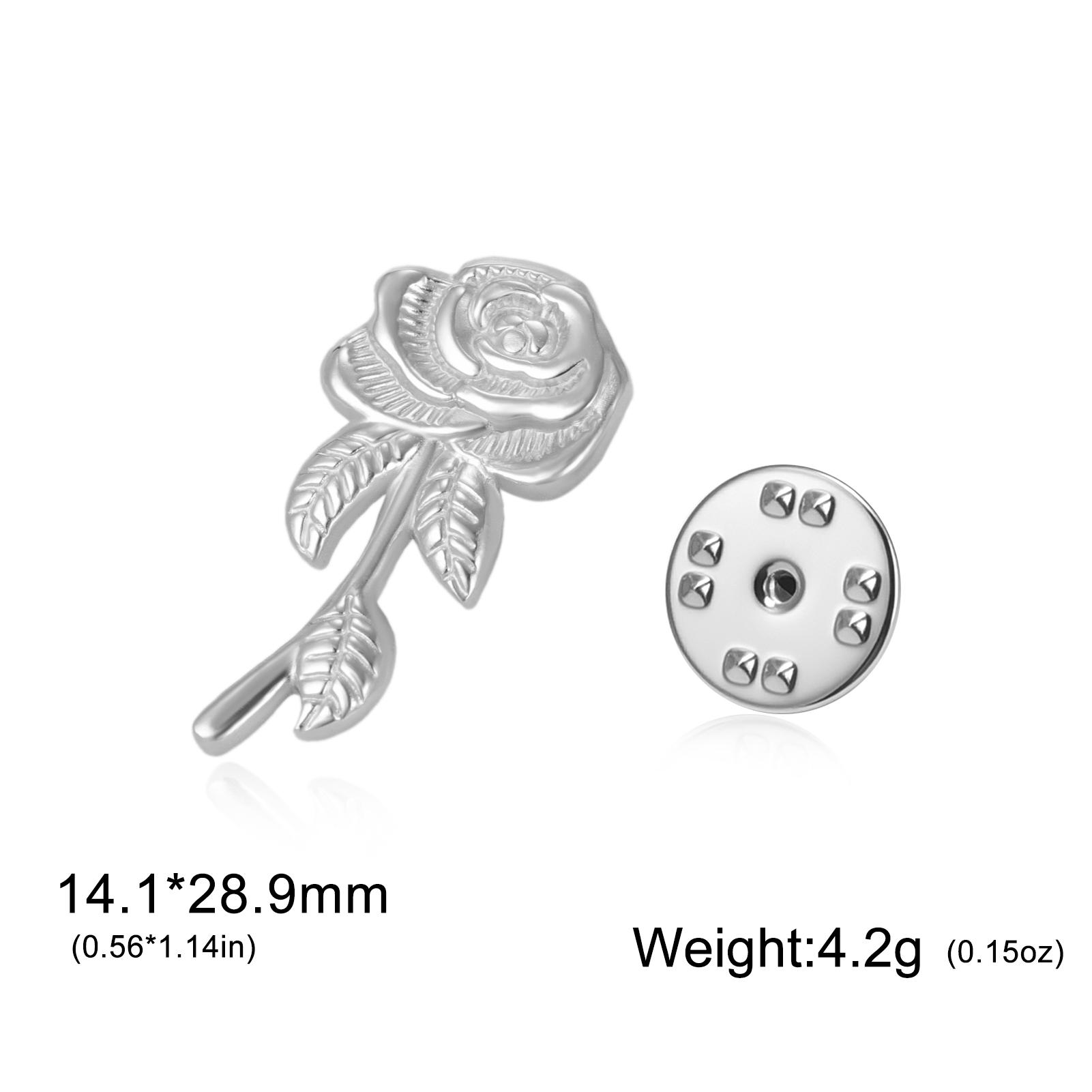 

Teamer 3D Rose Stainless Steel Pin Brooch For Women Men Classic Vintage Jewelry Clothing Romantic Trendy Flower Jewelry Gift New