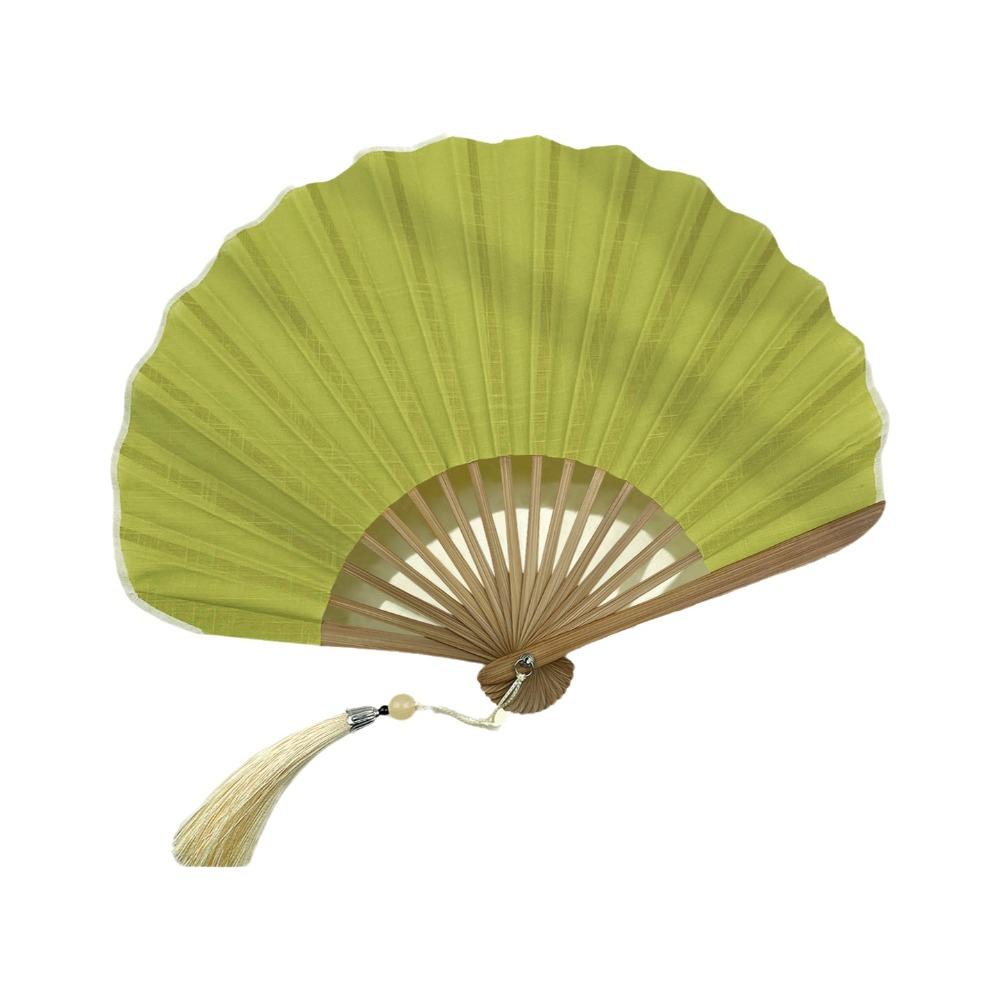 Tela de Algodón y Lino Mini Abanico de Concha Color Sólido Retro de Mano Abanico Plegable de Mano Accesorios de Baile