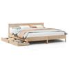 VidaXL Bed Frame with Headboard 200x200 Cm Solid Pine Wood, Bedroom Furniture, Slatted Base, Wooden Bed, Bed, 3301854