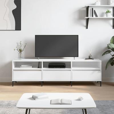 Vidaxl TV Cabinet, White, 150X30X44.5 Cm, Wood-Based Material