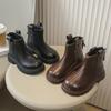 Boys and Girls Autumn New Children's Short Boots Korean Fashion Simple Versatile Girls' Leather Boots Round Toe Single Boots