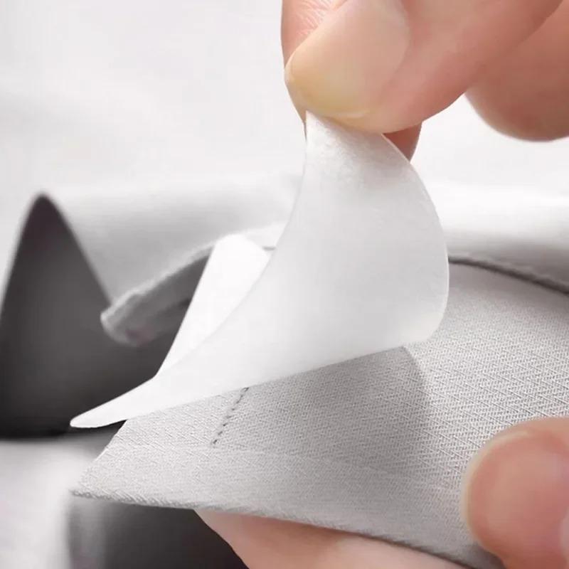 200 Pcs(100Pairs) Autocollants de Style de Col de Chemise Support de Col Bâtonnets de Col Façonneur de Col Fixe pour T-Shirt Patchs Adhésifs Invisibles Fixation Transparent