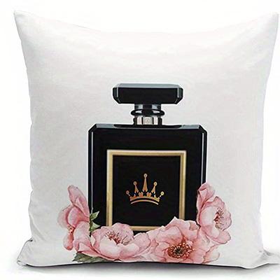 Floral Perfume Inspired Doublesided Printed pillow cover Short plush Suitable living rooms bedrooms sofas throw cushion cover