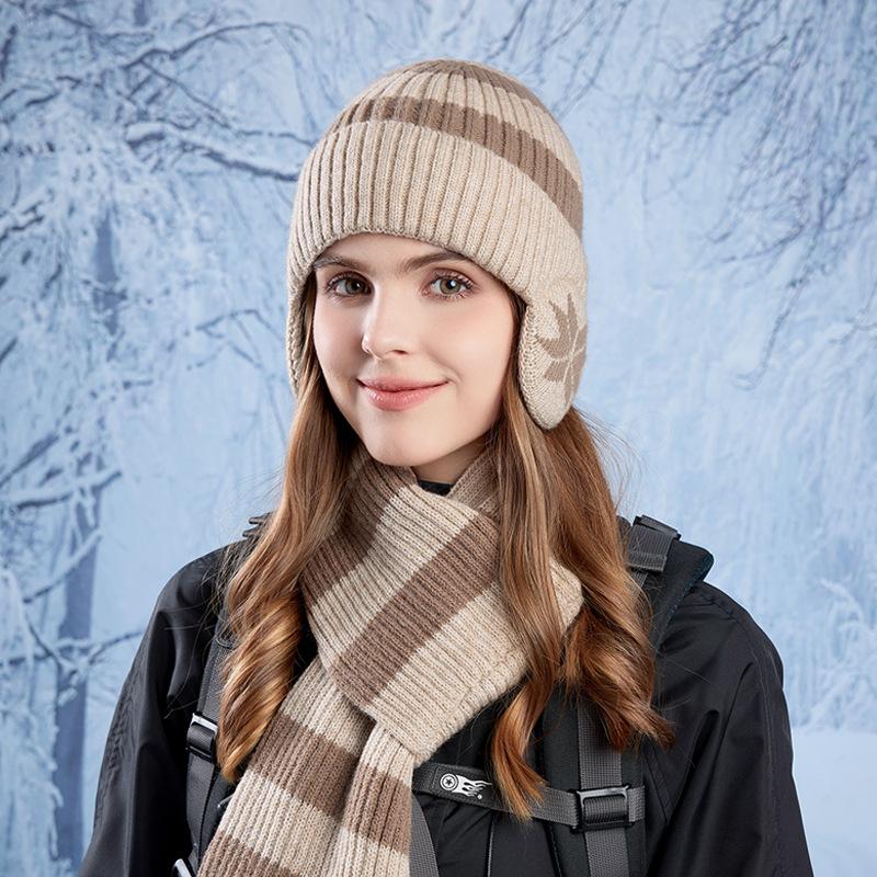 Wintermütze Schal Anzug Herren Damen Outdoor Winddicht Ohrenschutz Pullover Kaschmir Warm Gestrickte Wollmütze