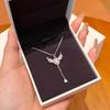 Summer New Heart Tassel Necklace Pink Crystal Pendant Wing Jewelry for Women