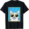 Corgi Porträt Pop Art Hund mit Sonnenbrille T-Shirt
