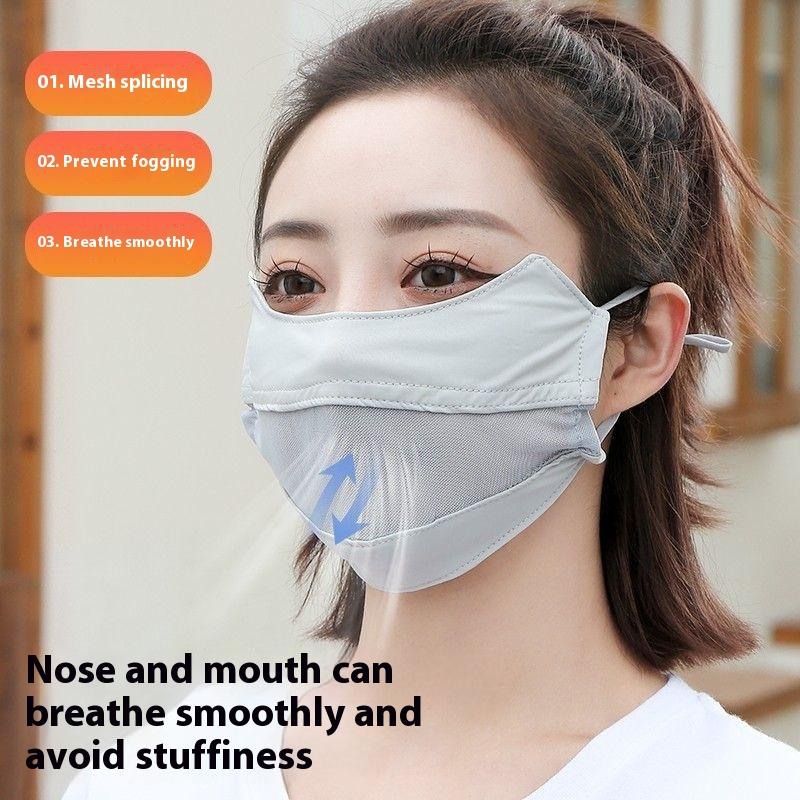 Ice Silk Mask For Women Thin Mesh Breathable Mask Summer Sunscreen Face Scarf Outdoor Cover Hiking Riding Running Sport Mask
