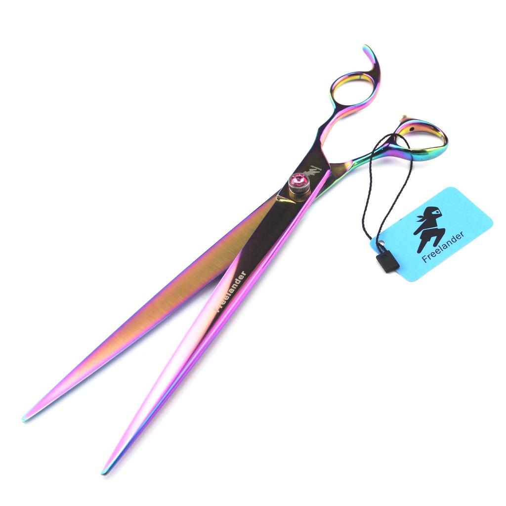 440C 10-Inch Pet Scissors, Color, Hand Shape, Straight Scissors, Pet Grooming Scissors, Foreign Trade Goods, Free Leather Bags.