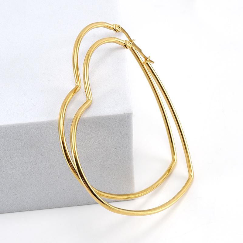 Polished Titanium Steel Round Wire Earrings - Douyin Style Women's Fashion Jewelry