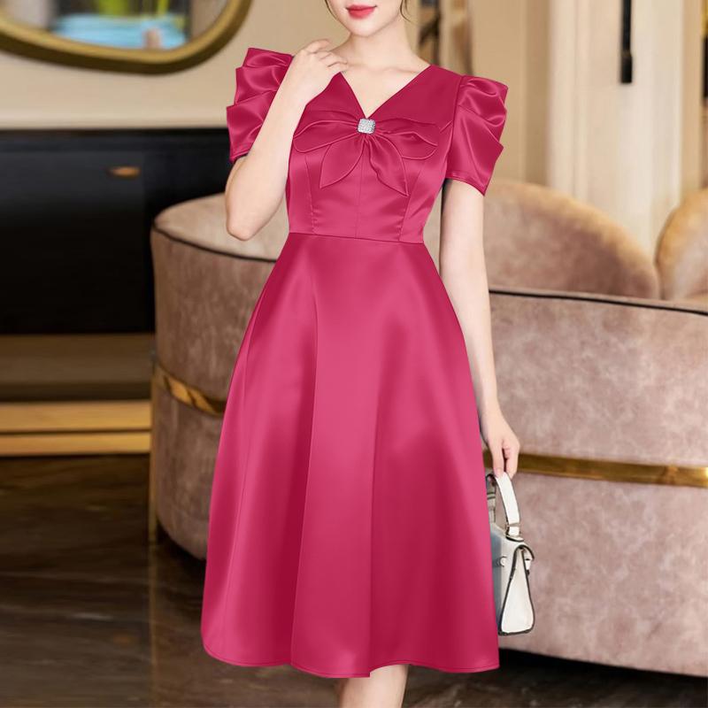 ZANZEA Women Casual V-Neck Summer Short Sleeve A-line Dress