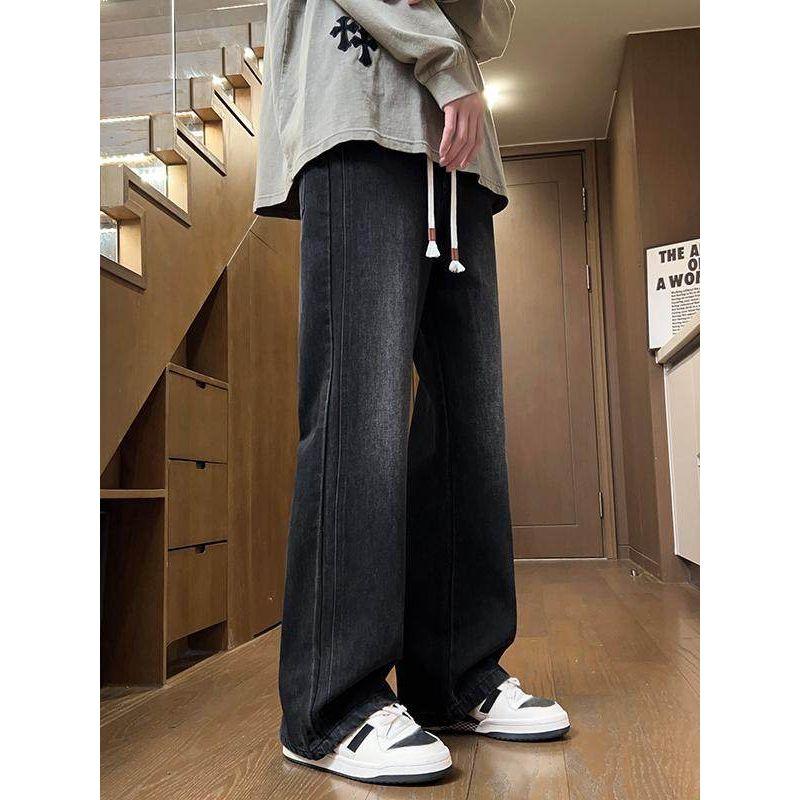 Foreign Trade Surplus American Retro Flared Casual Jeans for Men, Autumn and Winter Loose Straight Thickened Wide-Leg Pants