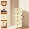 40-60cm Wide Transparent Foldable Double Door Floor Storage Cabinet with Multiple Layers