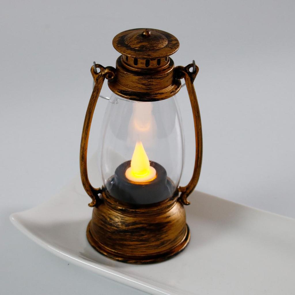 Mini Retro Portable Pony Lantern: Halloween Oil Lamp & Electronic Candle Night Light