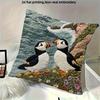 Double Sided 2D Effect Puffin Pillow Cover Cute Atlantic Sea Bird Print Soft Throw Pillow Case For Home Decor