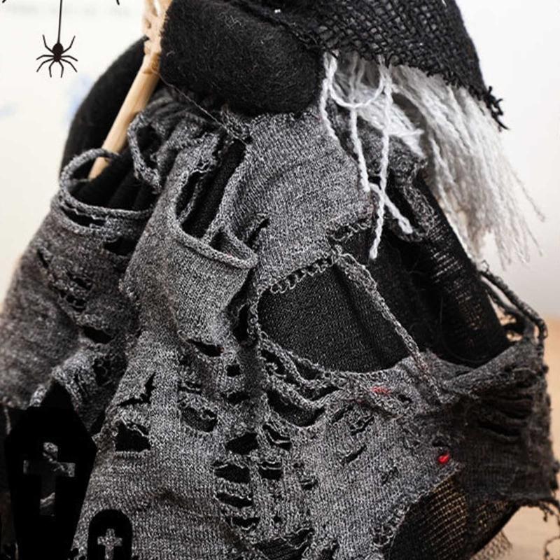 Unique Halloween Witch Broom Decors Stylish Black Witch Broomsticks Display Ornament for Halloween Party Decoration