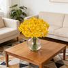 [Realistic | Durable] 15 Realistic Yellow Daffodil Artificial Flowers | Durable Plastic Fake Flowers for Home/Office/Party Decor, Weddings, Festivals