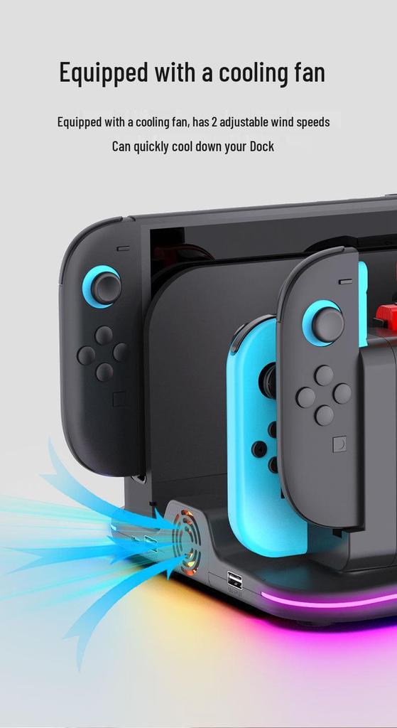 Switch 2 Multifunctional 12-in-1 RGB Cooling & Charging Dock with Console Storage