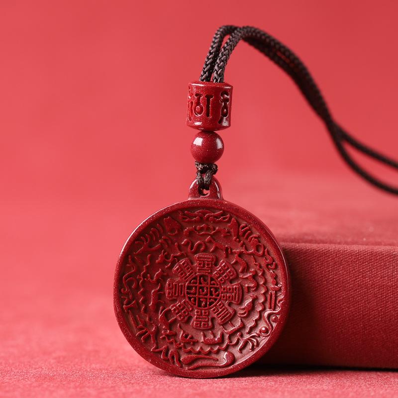 Nine Palaces Cinnabar Bagua Pendant - Purple Gold Sand Men's & Women's Necklace