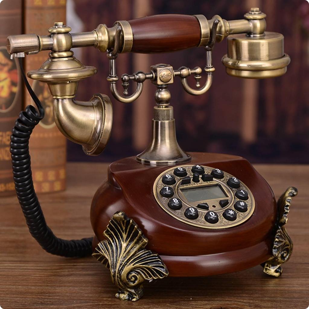 Antique-Style Corded Telephone Coiled Cord Vintage Landline