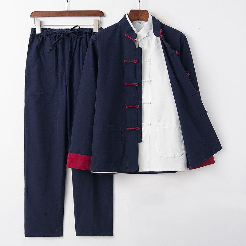 Tradisjonell kinesisk stil menn Bomull linbukser Hanfu Tang Kung Fu Tai Chi Uniform orientalsk mote klessett