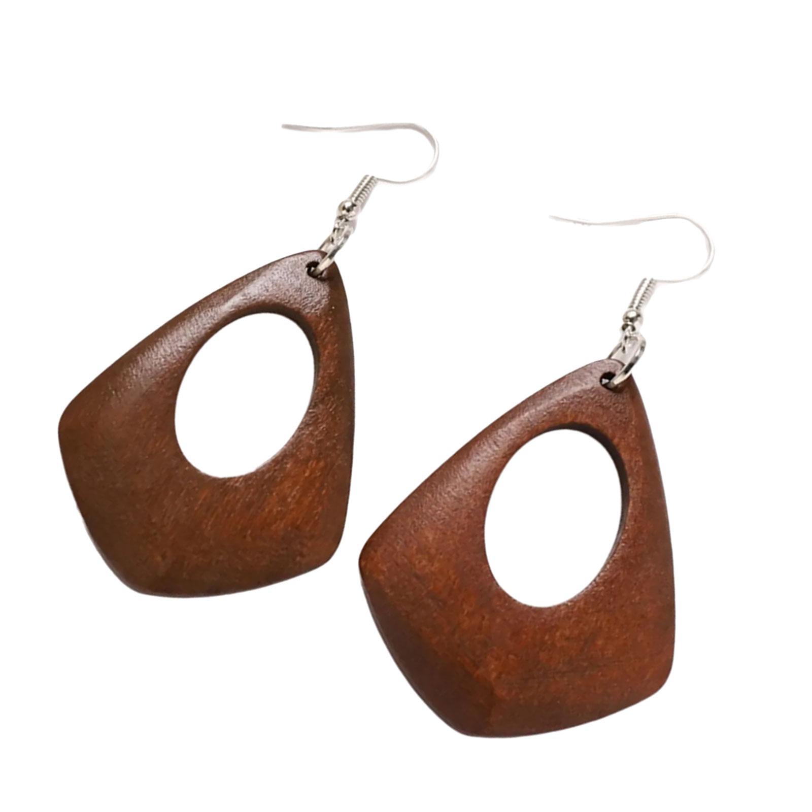 

Wooden Drop Earrings With Geometric Design Lightweight And Comfortable Suitable For Everyday Wear And Special Occasions 16
