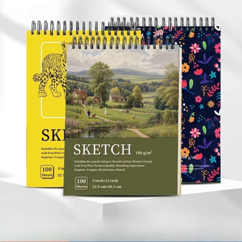 Portable Coil Sketchbook Perforated Pages Sketching Notebook Crayon Drawing