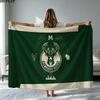 Milwaukee Bucks Print Flannel Blanket High Quality Warm Comfortable Cover for All Seasons Perfect for Gifts Home Decor