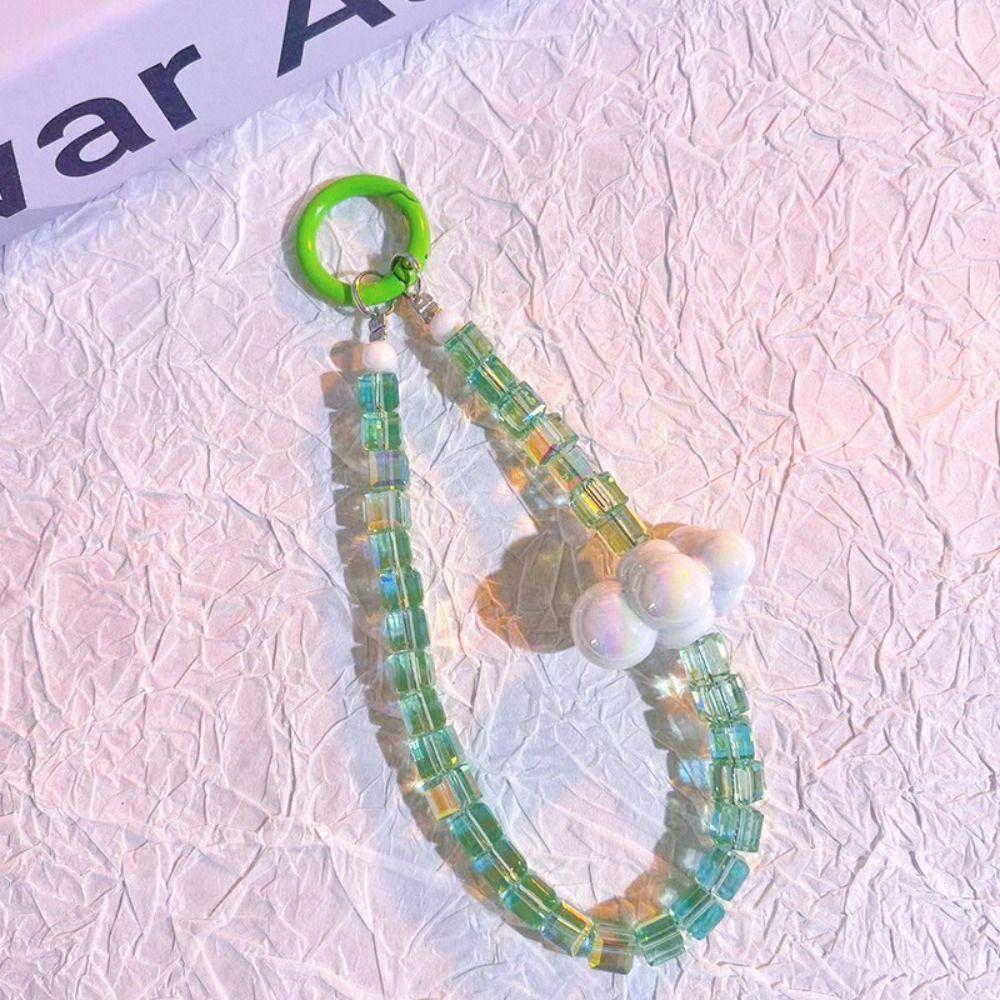 

Цветная хрустальная цепочка для мобильного телефона, цепочка на запястье, шнурок для мобильного телефона, ремешок из хрустальных бусин, сумка-кошелек зелёный