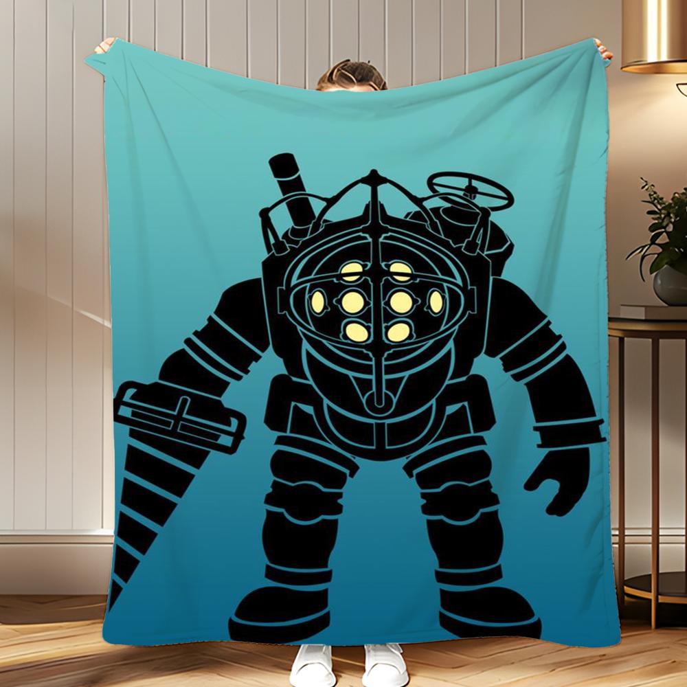 Game Derivative Bioshock Rapture Throw Soft Coral Fleece Blanket 310gsm Fluffy Warm Throw for Sofa Bed Couch Bedroom Decor