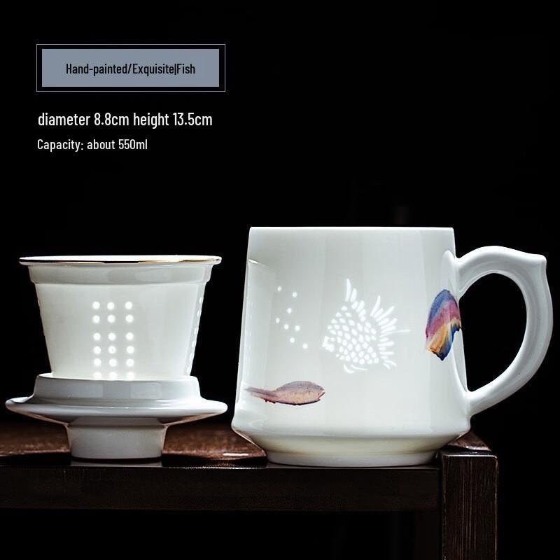 Jingdezhen Hand-painted Ceramic Tea Infuser Cup with Lid
