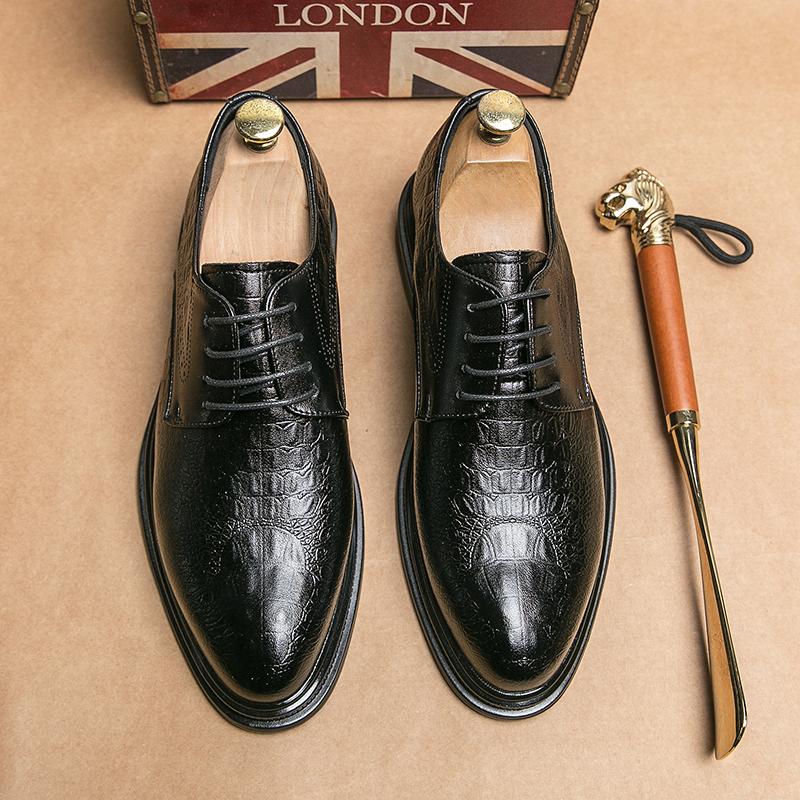 

Модные мужские кожаные туфли класса люкс с крокодиловым узором, повседневная универсальность, модный дизайнерский стиль, офисная обувь для вечеринок и свадеб 44 чёрный