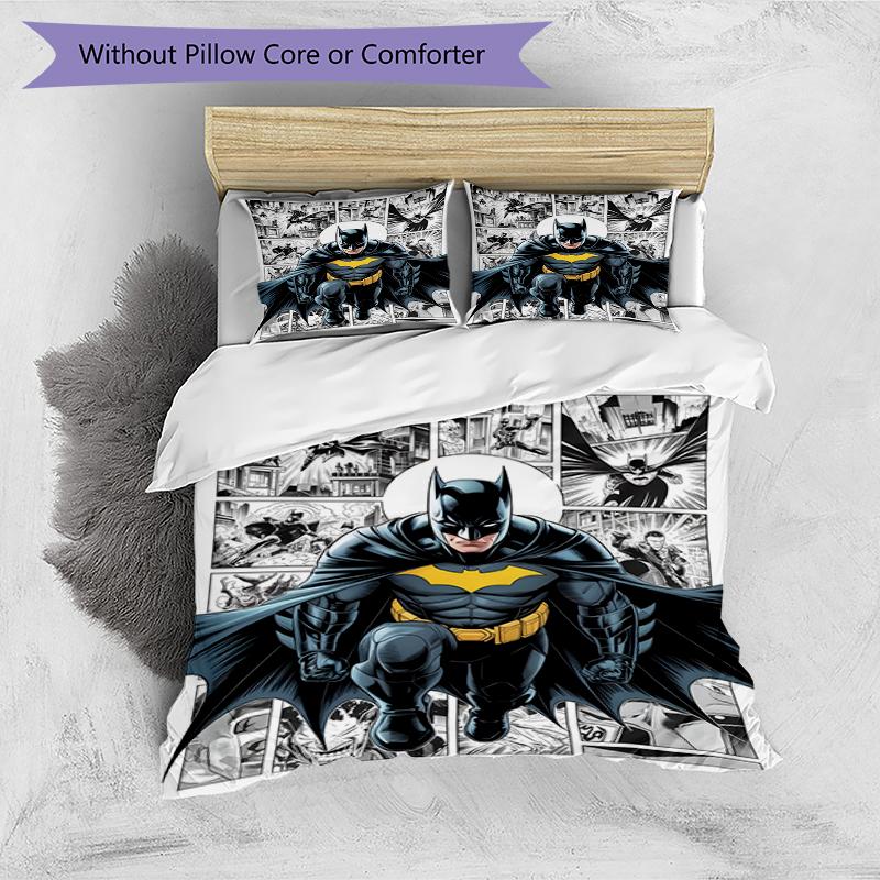 3pcs Duvet Cover Set (1*Duvet Cover + 2*Pillowcase, Without Core),Batman Print Bedding Set, Bedroom Decor, All‑Season, Birthday Gift