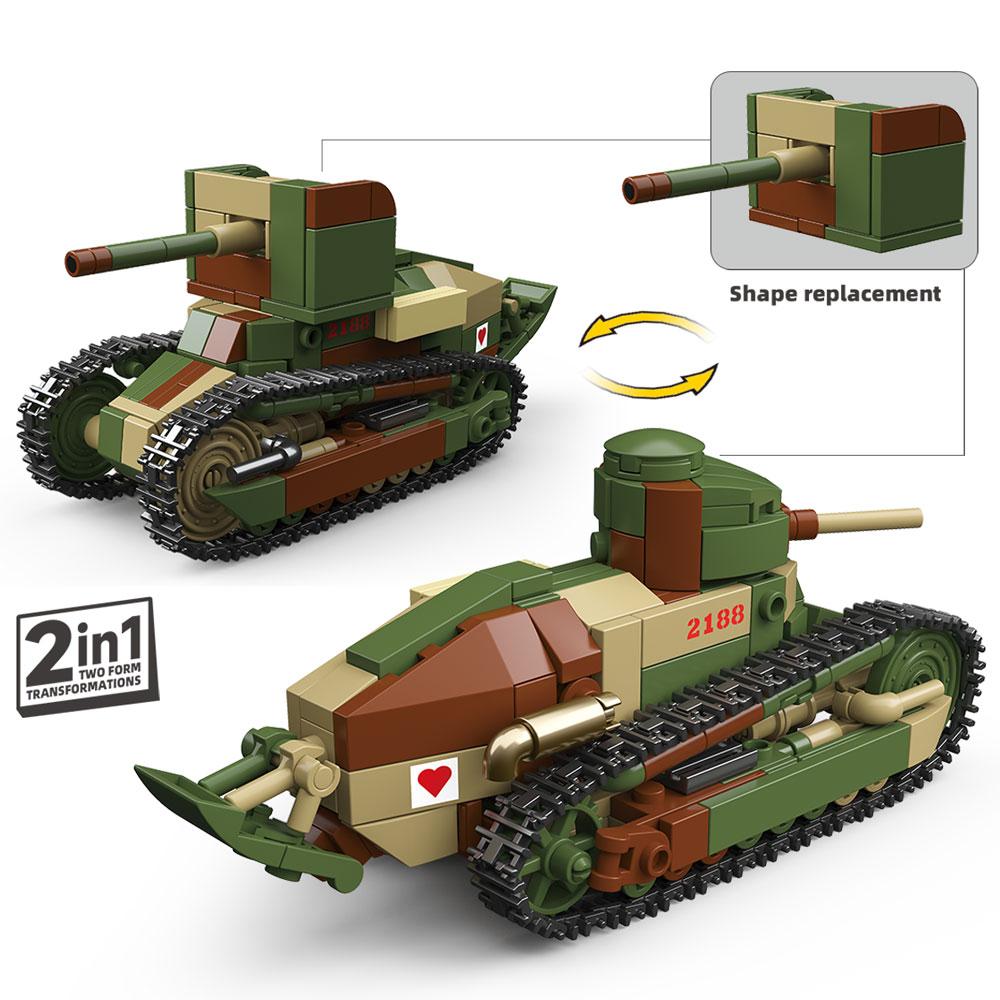 Activating Toys Military Army Soldiers World War 2 Soldiers Swat Renault Ft Machine-Gun / Anti-Tank Assembly Assembly Building Blocks Bricks Toy