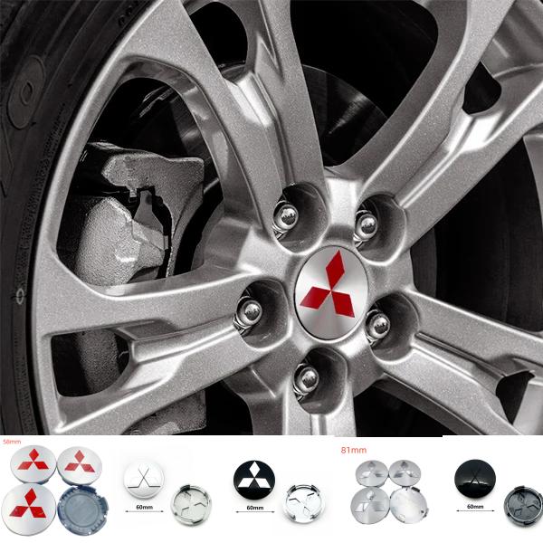 gzbf5 4PCS 58/60/81mm Car Wheel Covers Rims Center Hubcap Emblem For Mitsubishi Ralliart Lancer Cordia Pajero Outlander L200 EVO Colt