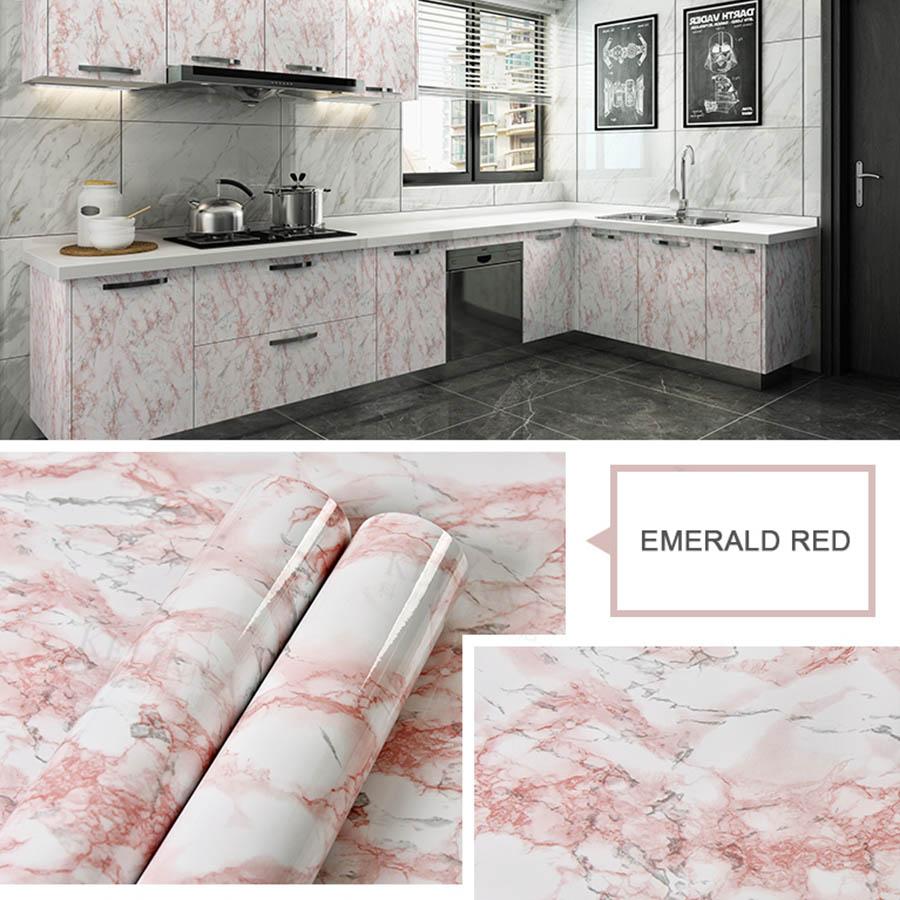 PVC Self-Adhesive White Wallpaper Waterproof Oil Resistant Sticker Marble Desktop Refurbished High Temperature Wall Paper