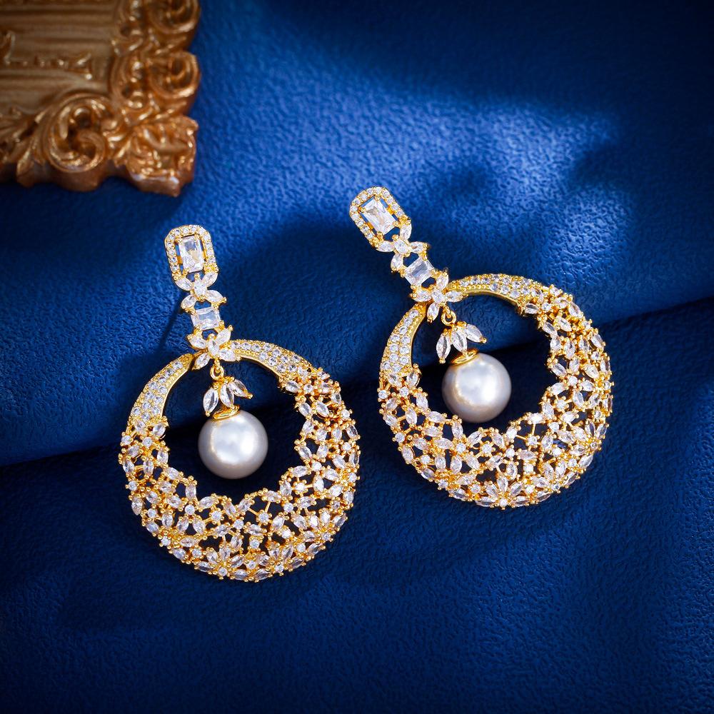 Игольчатые серьги-пусеты с бриллиантами, жемчужные серьги, геометрические серьги с цирконами золотой