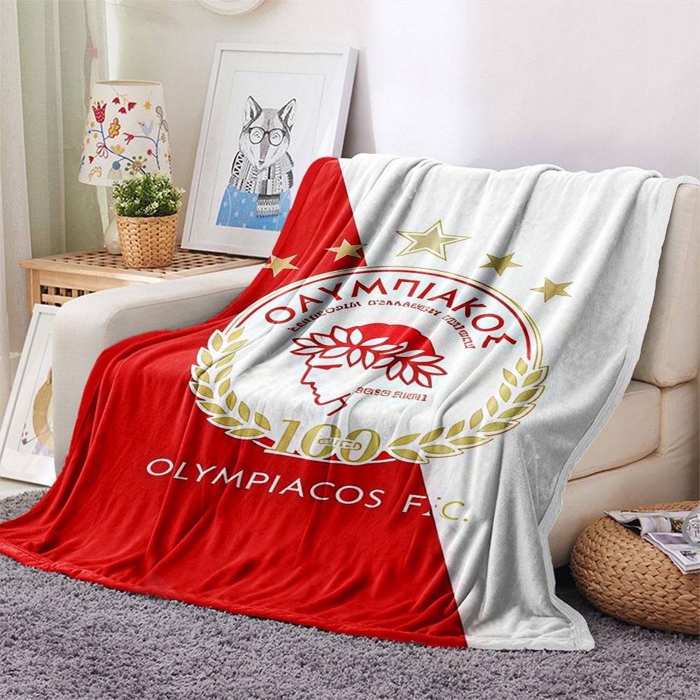 Olympiacos Logo Flanell-Decke, Hohe Qualität, Bequem für Alle Jahreszeiten, Heimdekoration, Wärme und Komfort
