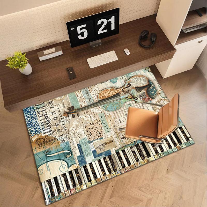 1Pc Piano keys music Printed circular carpet, home door mat, outdoor travel protection carpet A13