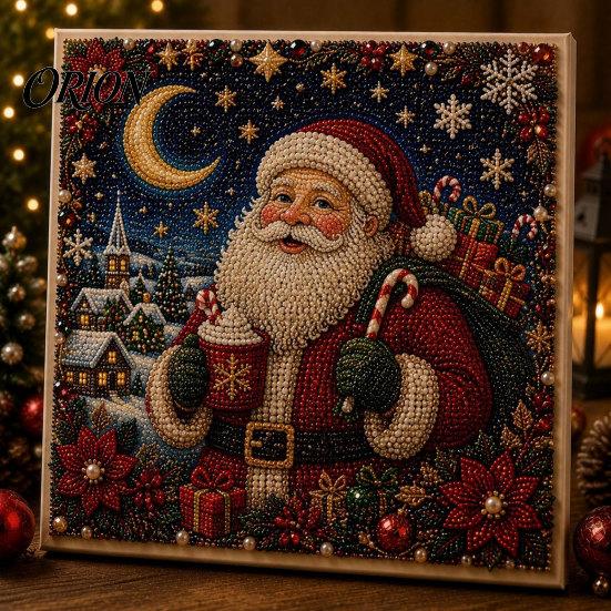 Christmas Faux Pearl Painting Kit Xmas Art Kit, Santa Claus Reindeer DIY Holiday Projects for Families Sparkling 3D Festive Wall Craft Adults, Winter