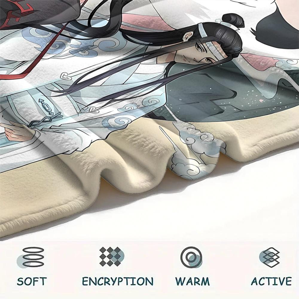 1 ST Grandmaster of Demonic Print Flanellen Deken, Hoge Kwaliteit Alle Seizoenen, Woondecoratie, Warmte en Comfort, Perfect voor Kerstcadeaus