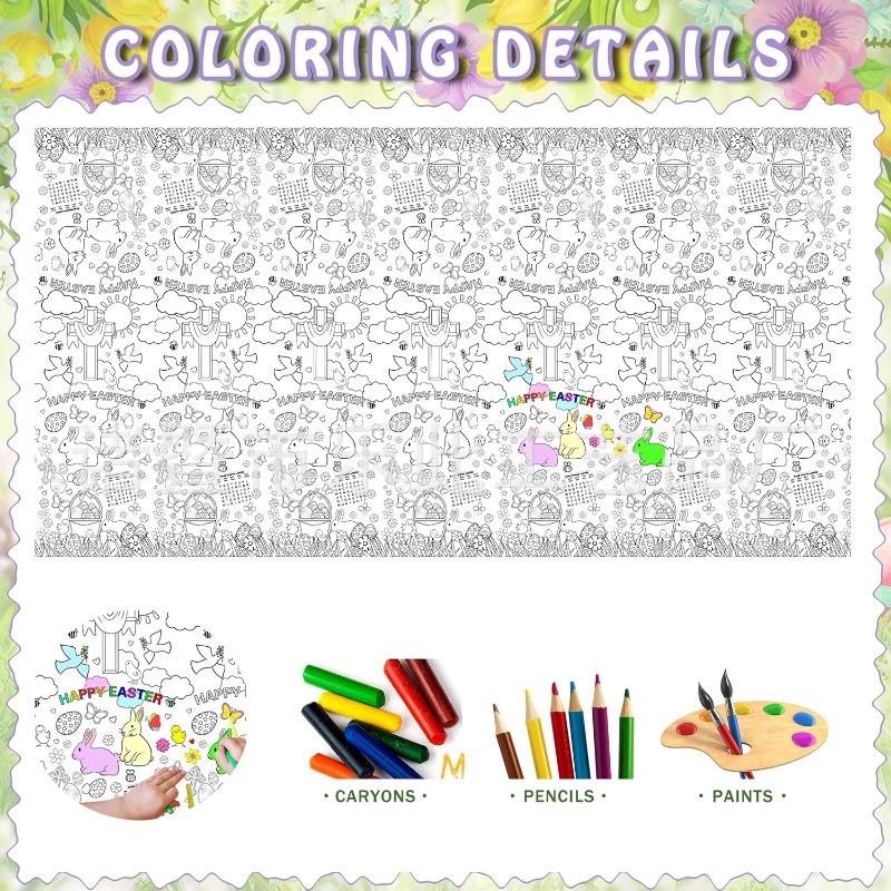 1-10PCS Easter Bunny DIY Kids Coloring Tablecloth Disposable Paper Tablecloth for Holiday Party Decoration Easter Party Supplies