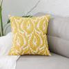 Home Decor Embroidered Cushion Cover Yellow Ginger/White Geometric Floral Canvas Cotton Square Embroidery Pillow Cover 45X45Cm