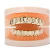 Hip Hop Smooth Textured Teeth Grills Gold Sets Fashion Body Jewelry 8 Teeth Top Bottom and Tooth Body Chain Gold Grillz Set