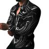 Men Shirt Long Sleeve Turn-down Collar Colorful Print Single-breasted Summer Top Men Clubwear
