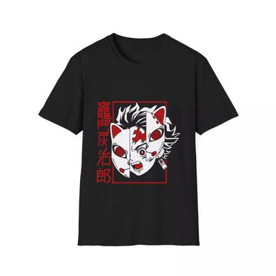 Tanjiro Mask Unisex T-shirt Anime Tröja Demon Slayer T-shirt Sommar Ny Vintage Mode Herr- och Dam Streetwear
