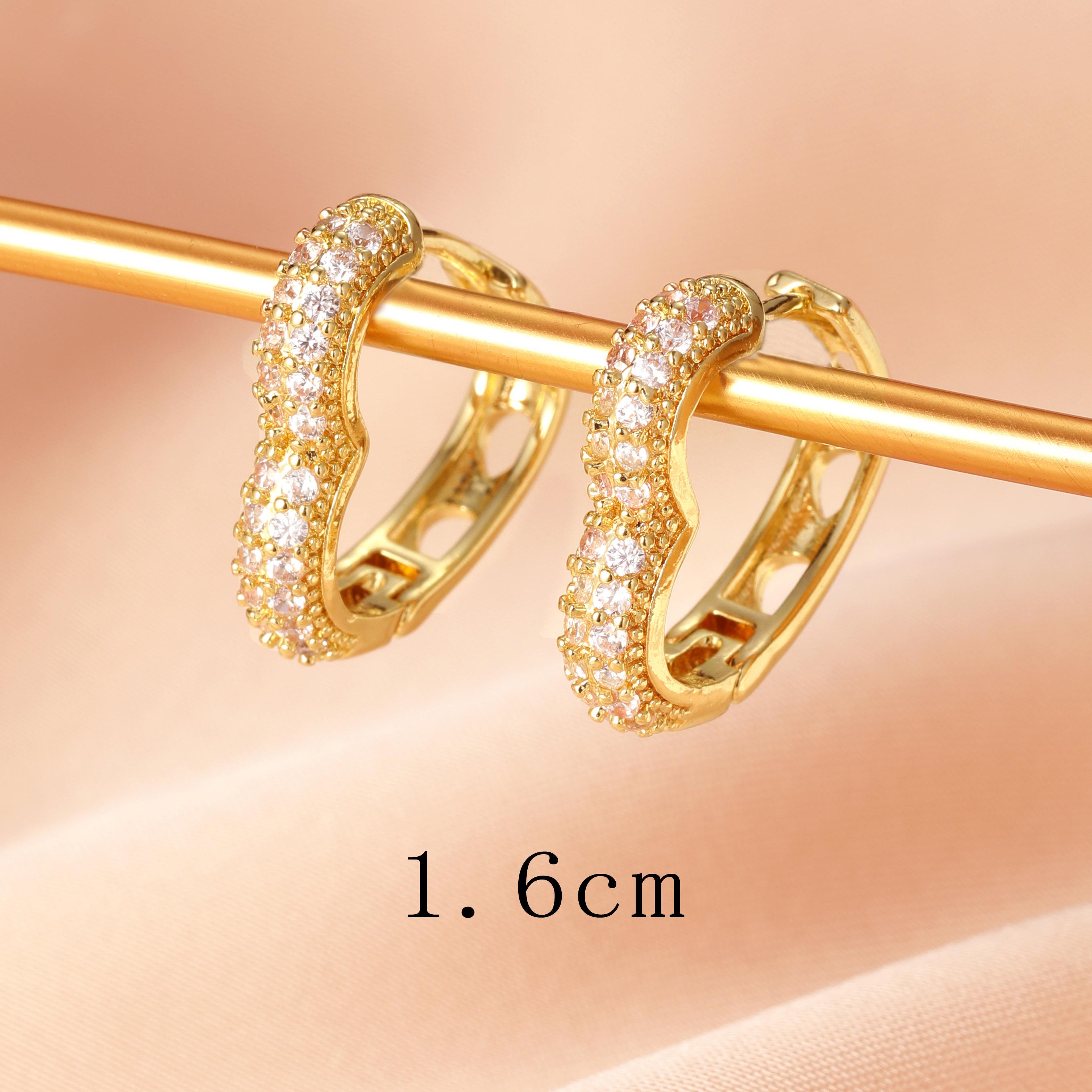 

17KM Gold Color Ziron Hoop Earrings for Women Girls Retro Circle Heart Sparkling Stud Earring Set Fashion Trend Jewelry